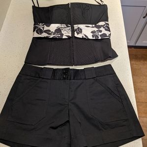 White House Black Market Sexy Tuxedo Shorts Outfit